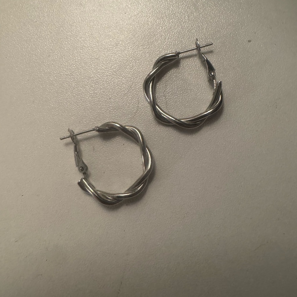 Silver Twisted Hoop Earrings